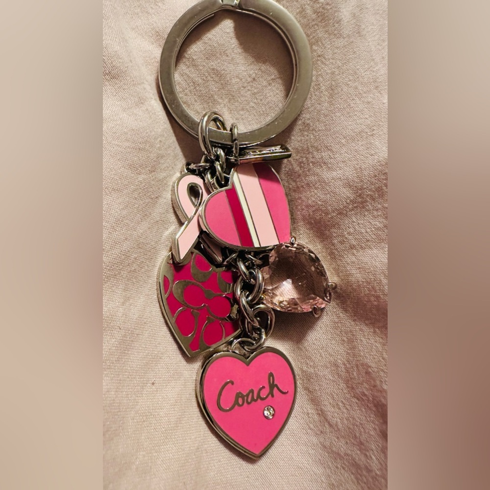 Coach Pink Heart Keychain